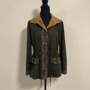 Haute Hippie Jacket Women’s Size XS Olive Green Beaded Eagle Army Style Jacket